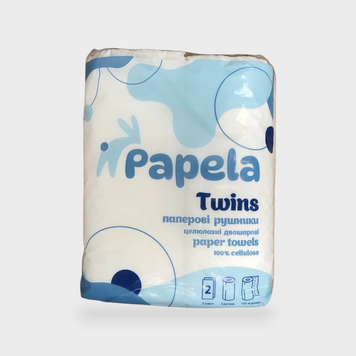 Папірний рушник Papela Twins 2рул 2 кулі-100 відривів 16626 фото