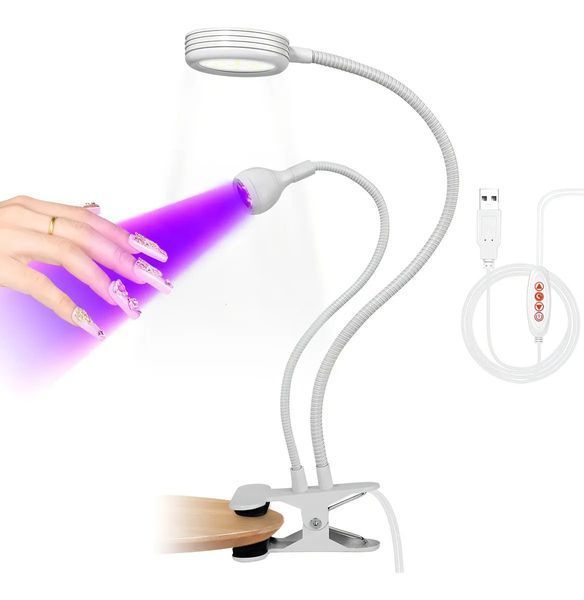 Лампа 2в1 Clip-on UV/LED(прищепка) Белая 22975 фото